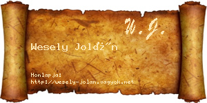 Wesely Jolán névjegykártya